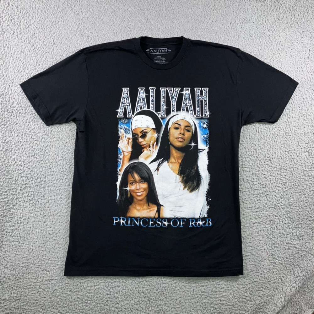 Aaliyah Graphic T Shirt Men M Black 90s Hip Hop Babygirl Streetwear y2k Band Tee